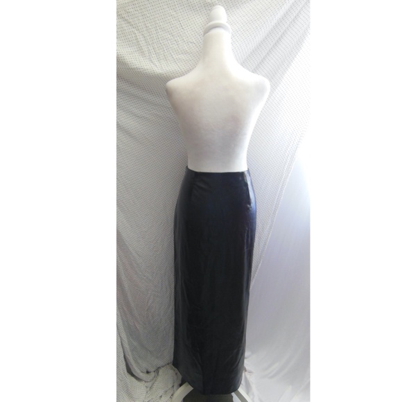 NEW TOPSHOP Black VINYL Double Slit FAUX LEATHER Rocker Chic MAXI SKIRT US 8 - Picture 6 of 16